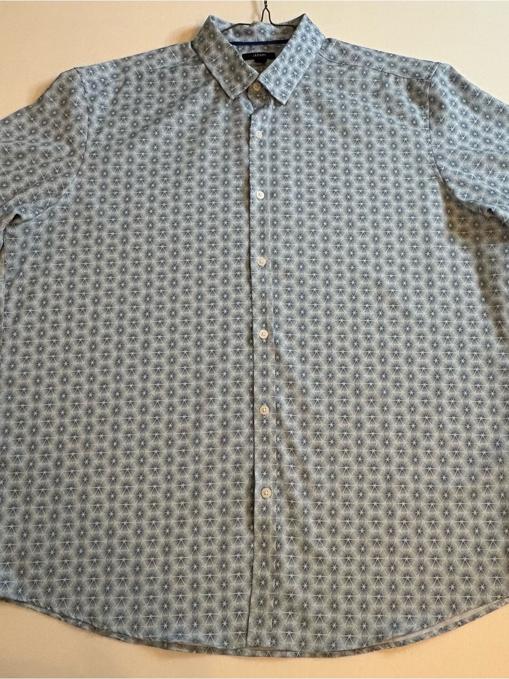 Alfani Light Blue Geometric Print Button-Down Shirt